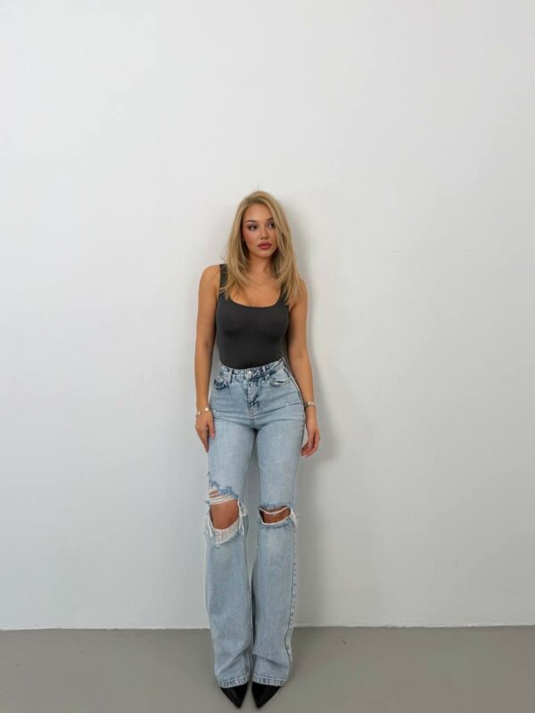 SPODNIE WIDE LEG DESTROYED ICE BLUE