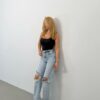SPODNIE WIDE LEG DESTROYED ICE BLUE
