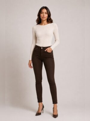 SPODNIE DAMSKIE SKINNY FIT MOCCA