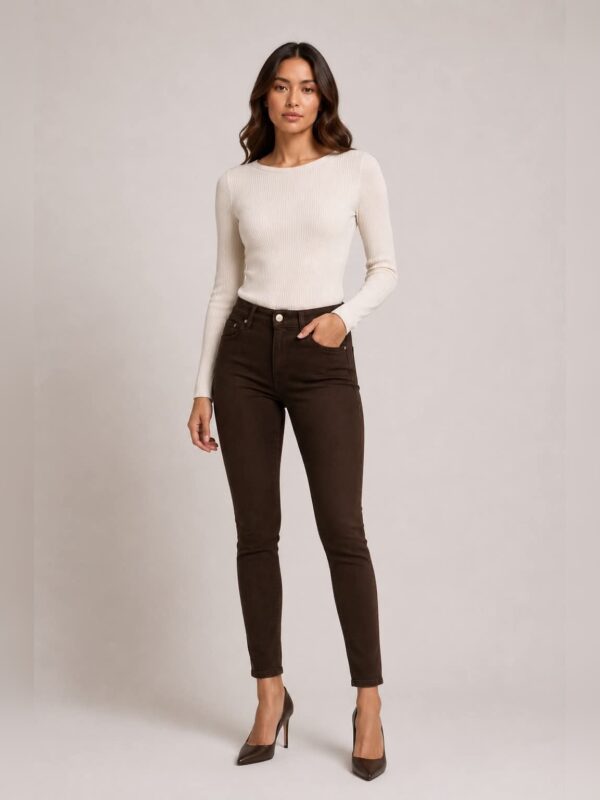 SPODNIE DAMSKIE SKINNY FIT MOCCA
