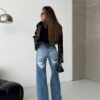 Jeansy Wide Leg Azure Bloom
