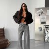 Jeansy Wide Leg Ash Grey