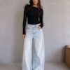 Jeansy Damskie Wide Leg Frost